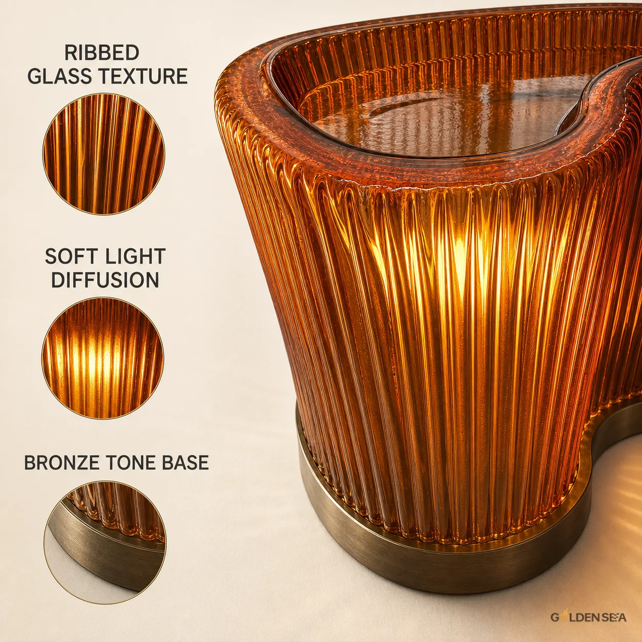 Amber Ribbed Glass Floor Lamp Amber Ribbed Glass Floor Lamp