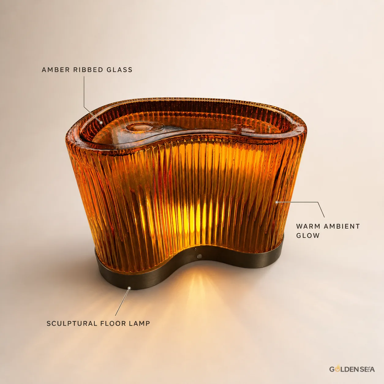 Amber Ribbed Glass Floor Lamp Amber Ribbed Glass Floor Lamp