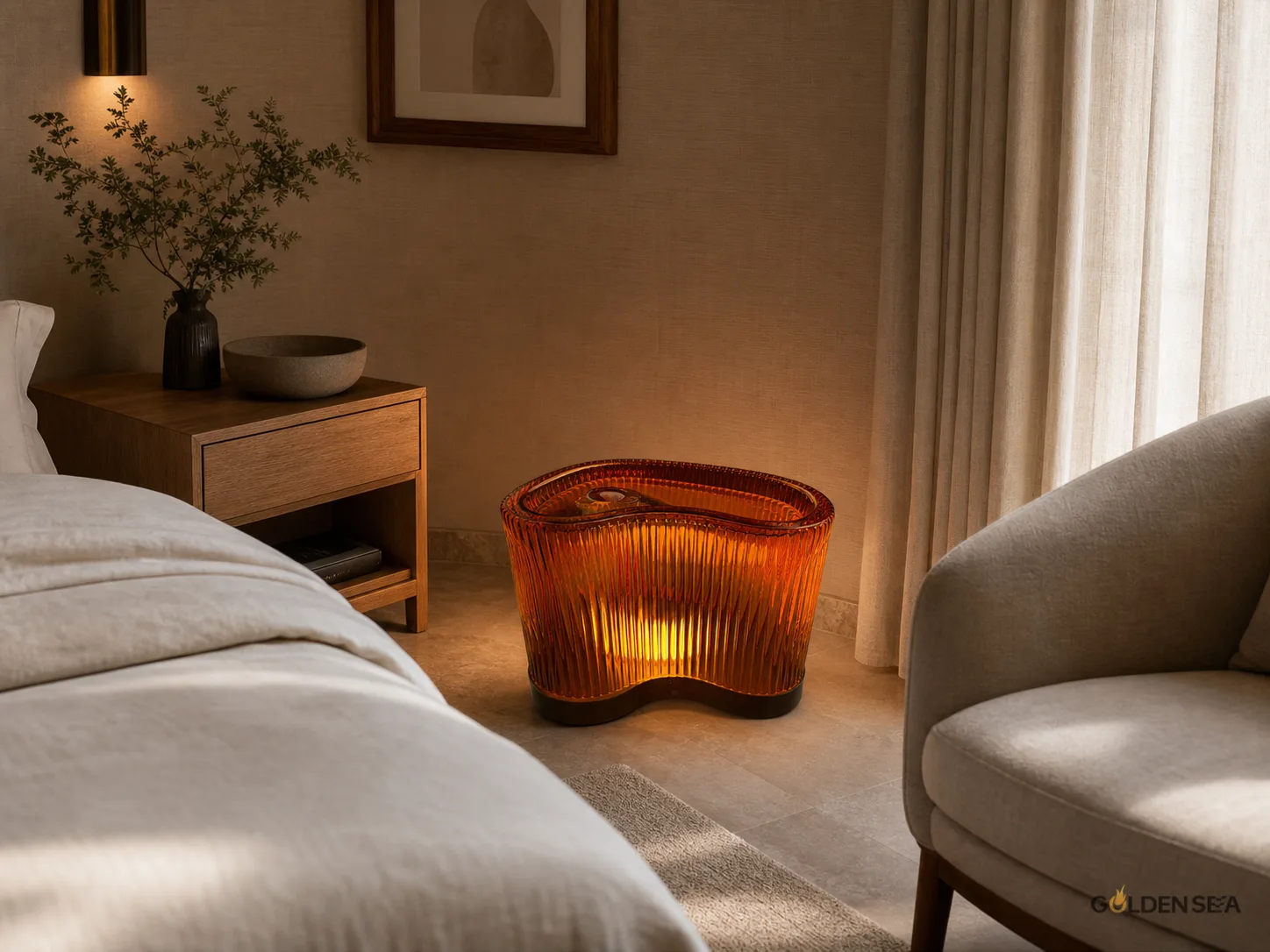 Amber Ribbed Glass Floor Lamp Amber Ribbed Glass Floor Lamp