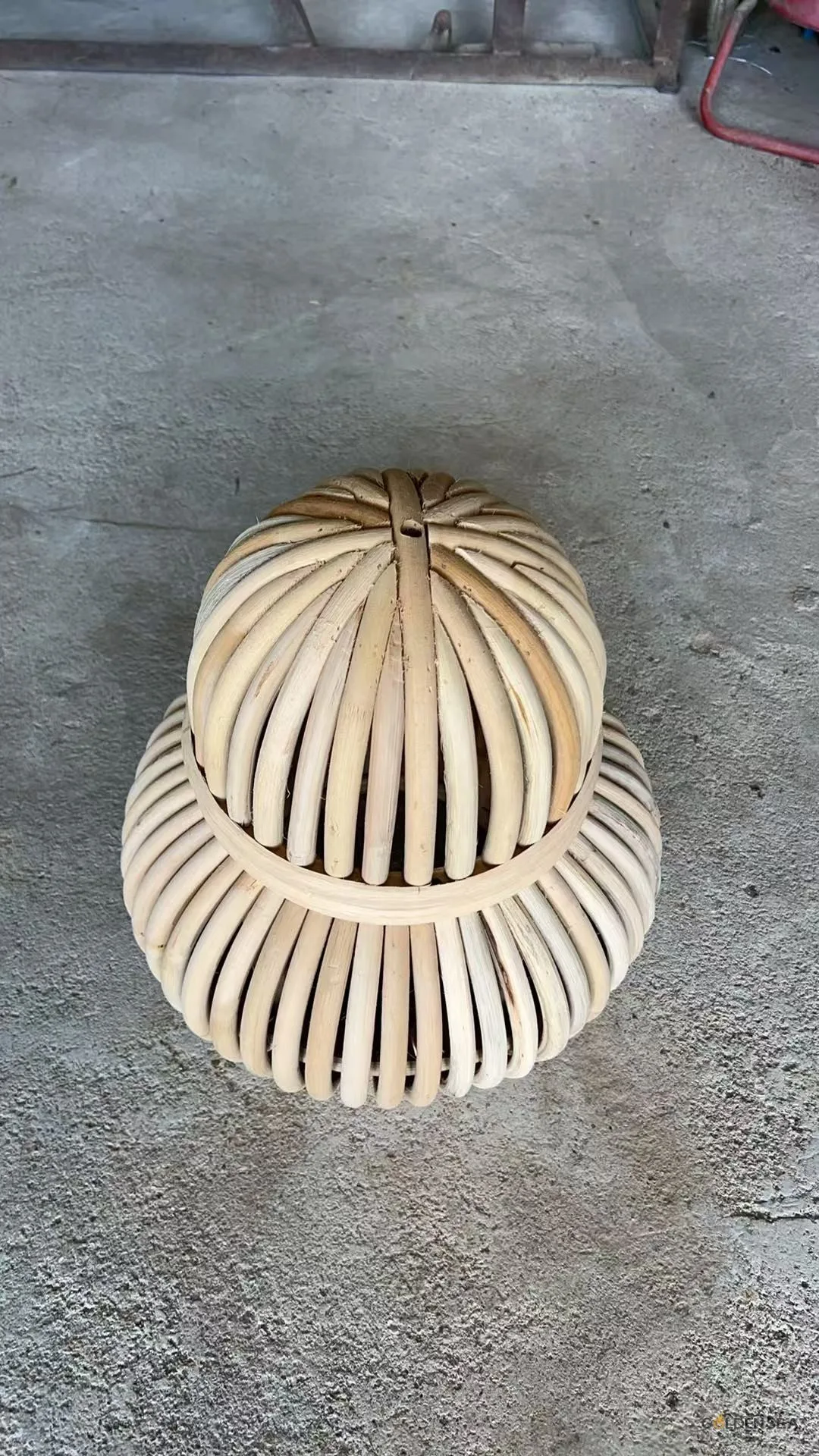 Woven double-layer gourd floor lamp with natural rattan texture