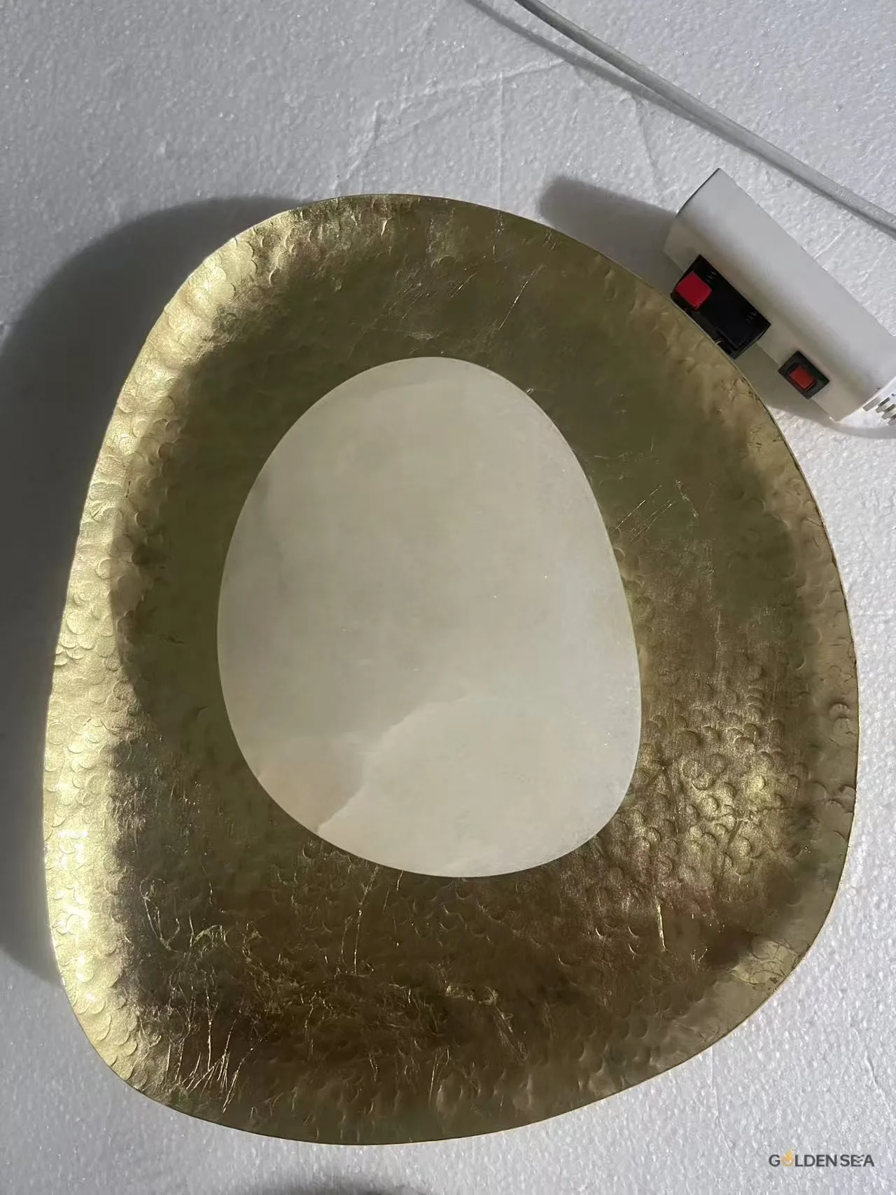 Handcrafted Hammered Antique Bronze Marble Wall Lamp