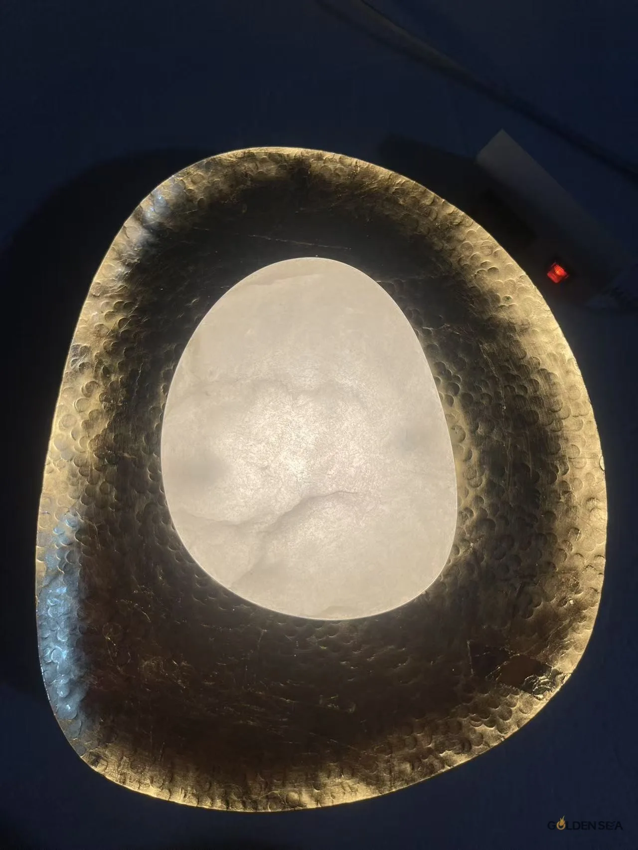Handcrafted Hammered Antique Bronze Marble Wall Lamp