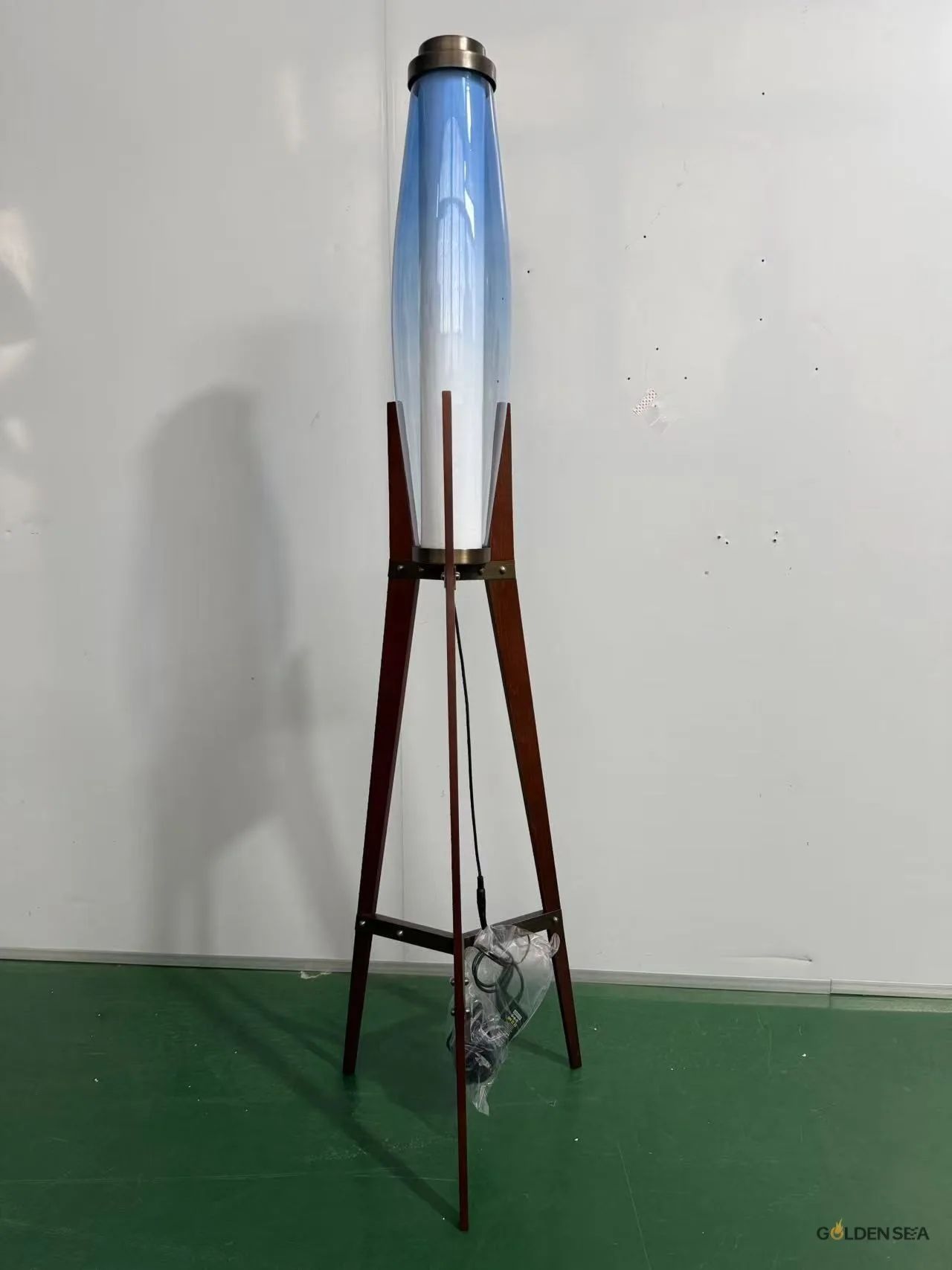 Beacon Blue Glass Floor Lamp view 2