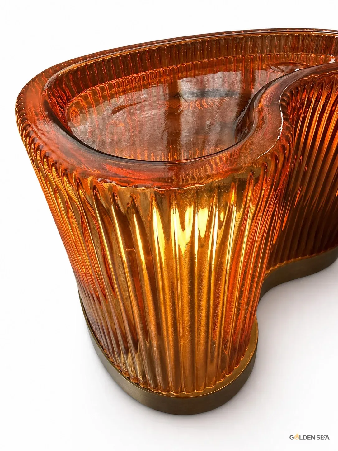 Amber Ribbed Glass Floor Lamp Amber Ribbed Glass Floor Lamp - Image 1