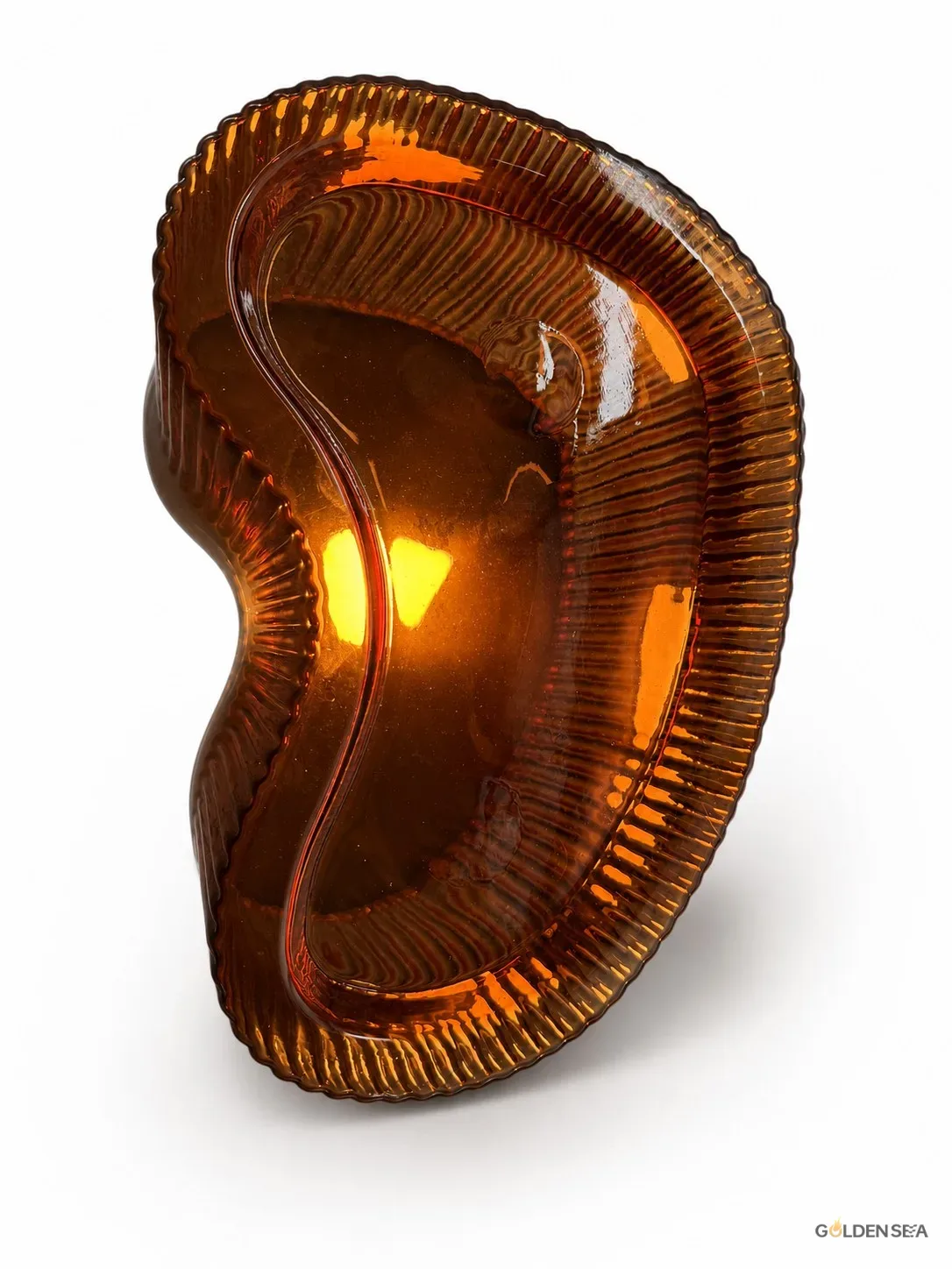 Amber Ribbed Glass Floor Lamp - Image 3