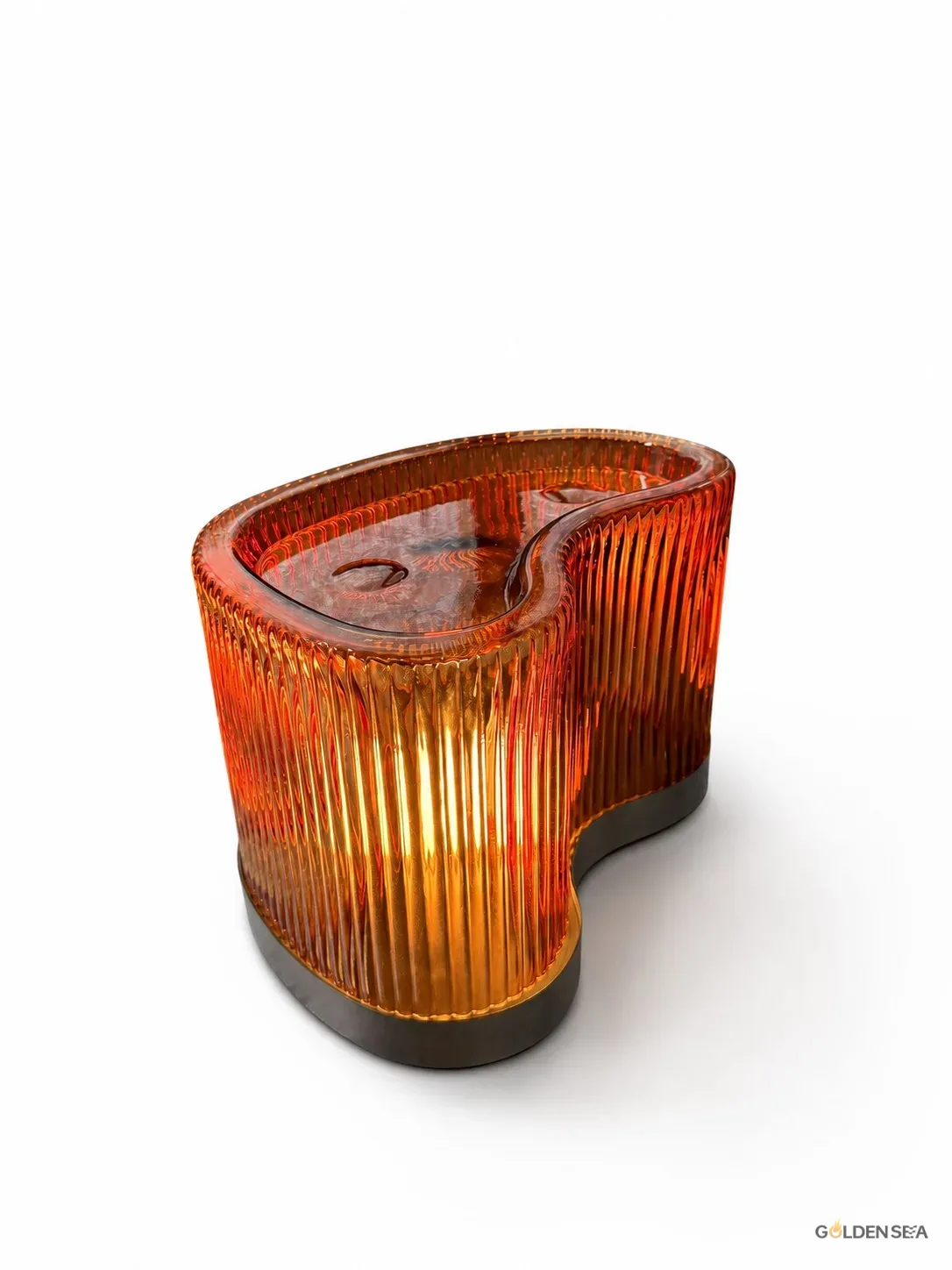 Amber Ribbed Glass Floor Lamp - Image 4
