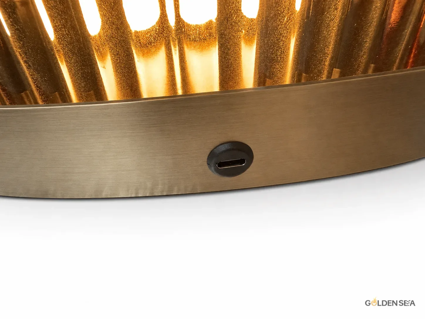 Amber Ribbed Glass Floor Lamp - Image 5