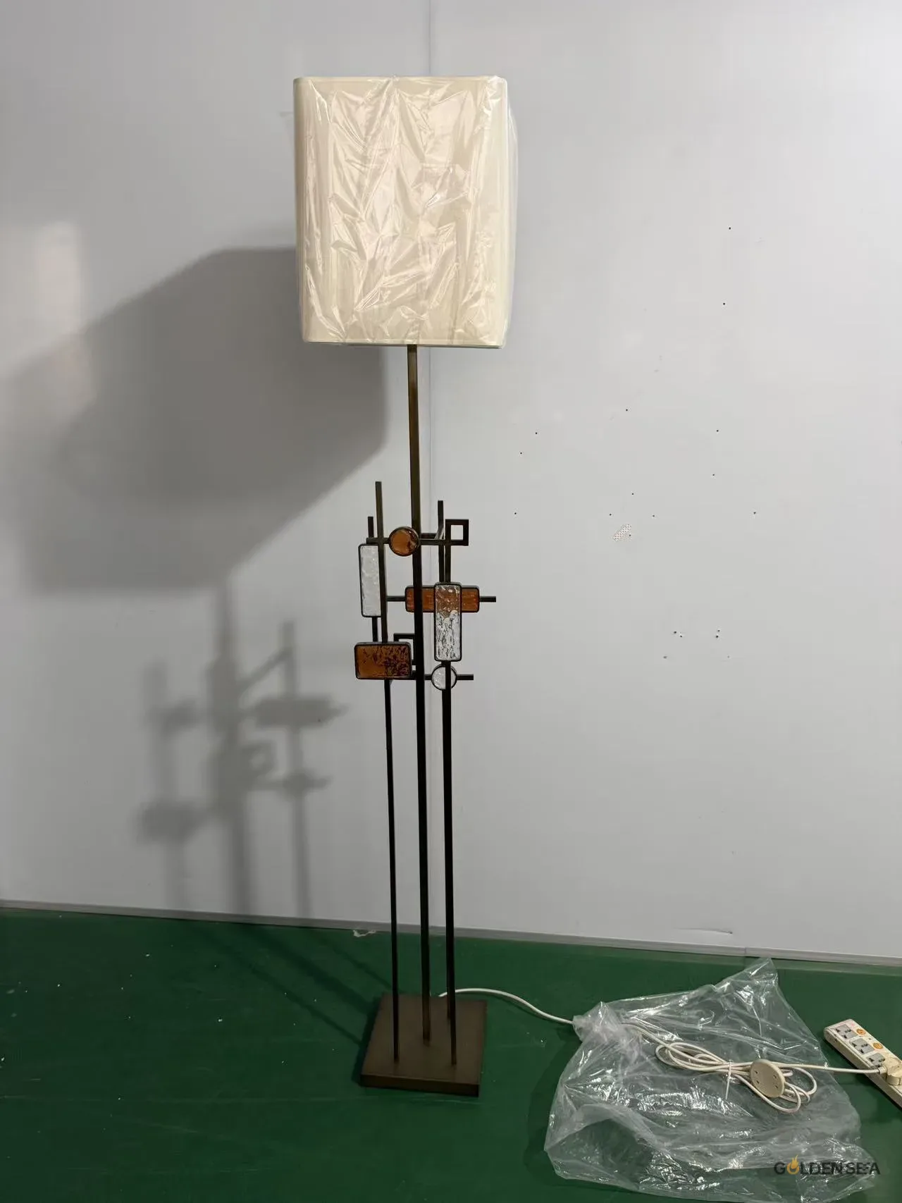 Art Deco Amber Glass Floor Lamp Art Deco Amber Glass Floor Lamp - Image 1