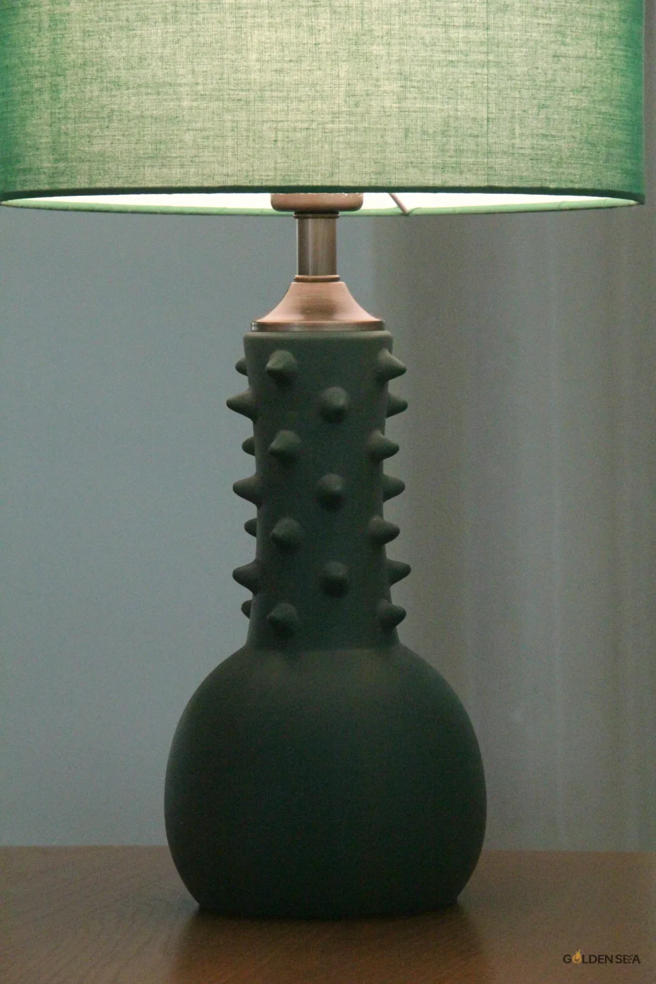 Green Fabric Shade Ceramic Table Lamp Green Fabric Shade Ceramic Table Lamp - Image 3