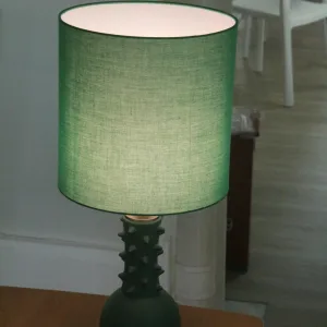 Green Fabric Shade Ceramic Table Lamp