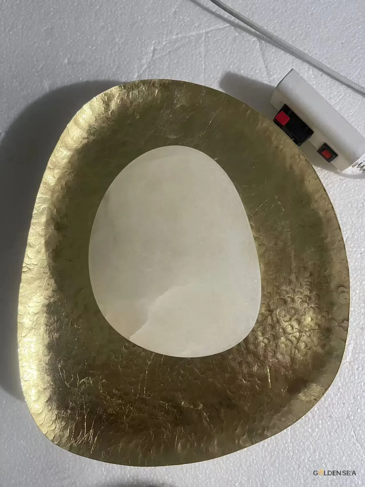 Handcrafted Hammered Antique Bronze Marble Wall Lamp - Image 2