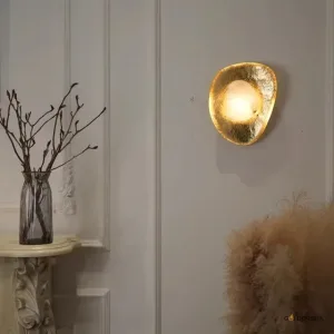 Handcrafted Hammered Antique Bronze Marble Wall Lamp