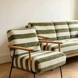 Premium Striped Chenille Upholstery Fabric for Hotel & Contract Furniture