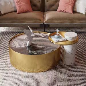 Modern sintered stone round coffee table     Modern sintered stone round coffee table
