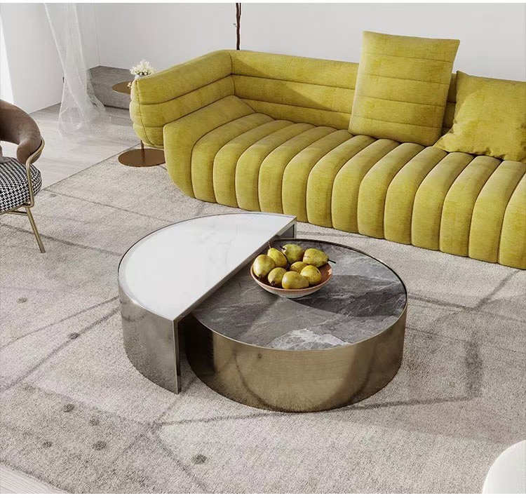Modern sintered stone round coffee table Modern sintered stone round coffee table - Image 1