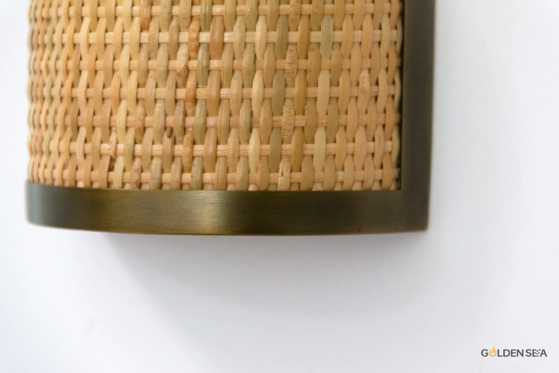 Rattan & Brass Wall Lamp - Image 1