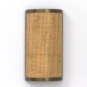 Rattan & Brass Wall Lamp