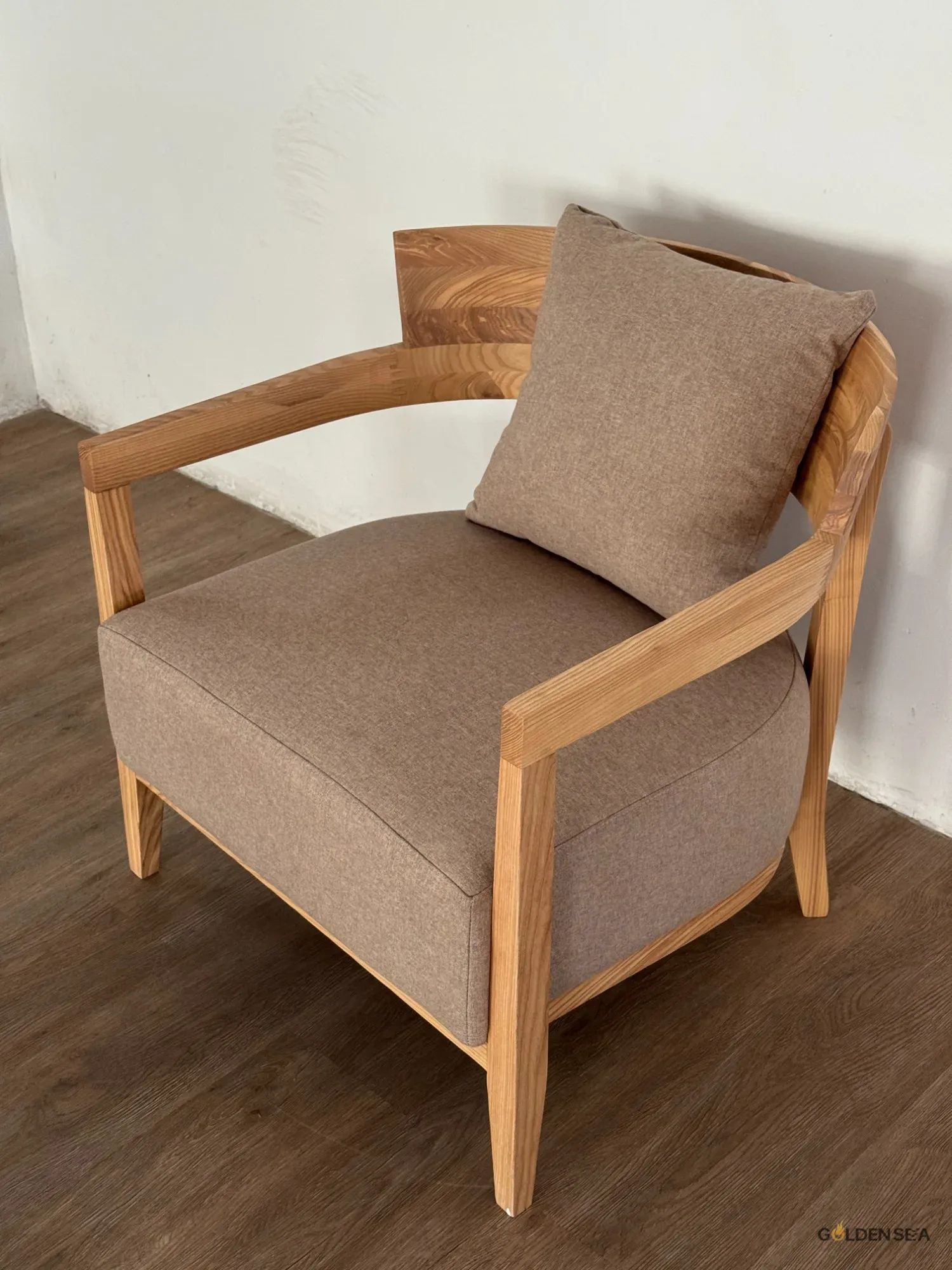 Solid Wood Frame Upholstered Lounge Chair - Image 1